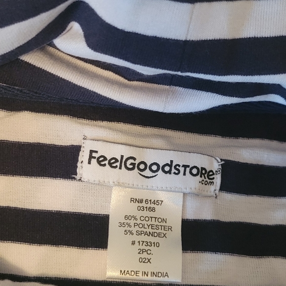 NWT 2pc Set Navy And white Striped Top with Navy Elastic Waist Pants - Picture 9 of 11